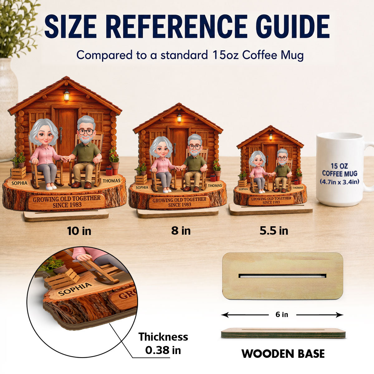Endless Love Couple Growing Old Together Cabin Wood House - Personalized 2-Layered Wooden Plaque - Anniversary Gift For Couple
