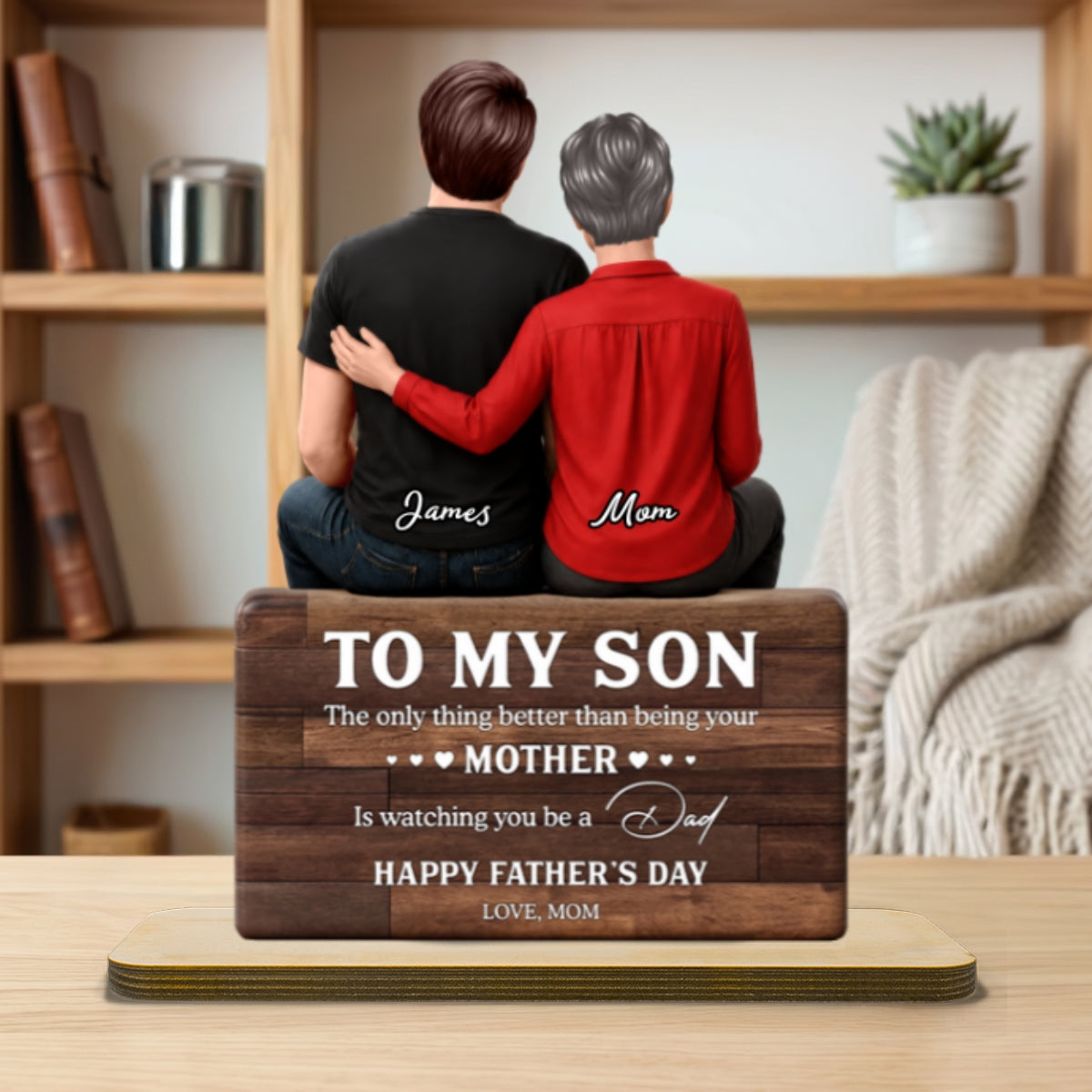 To My Son Happy  2D Flat - Personalized Wooden Plaque - Heartfelt  Gift For Son