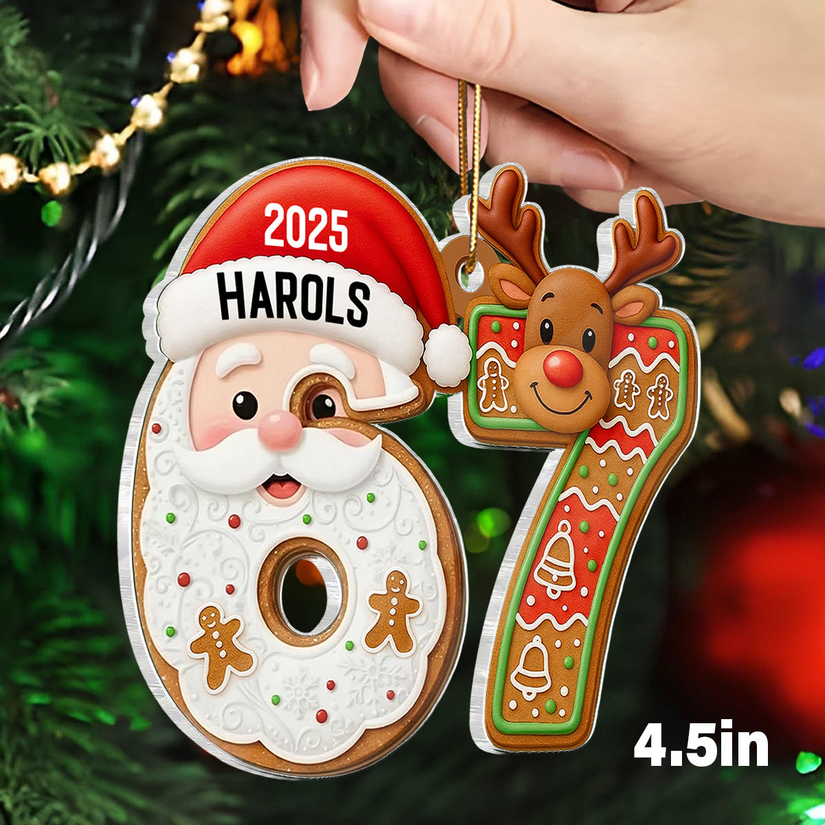 Custom Six Seven Santa Christmas - Personalized Acrylic Ornament - Funny Teen Slang Ornament, Gen Z Teenager Tween Ornament, Christmas Gifts