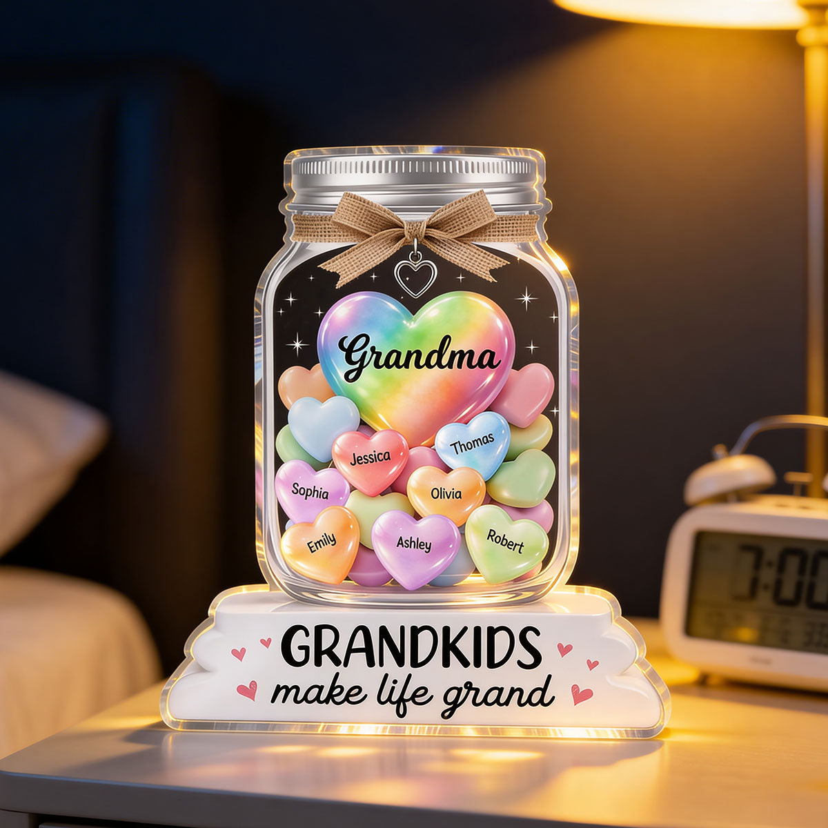 Grandma's Jar of Sweethearts 2D Flat - Personalized Acrylic Block Plaque - Heartfelt Mother's Day Gift For Grandma