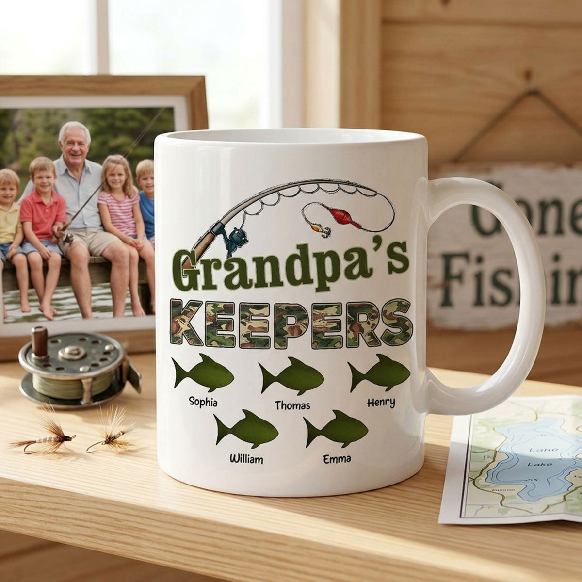 Fishing Grandpa's Keepers - Personalized Mug - Father's Day Gift For Grandpa, Dad