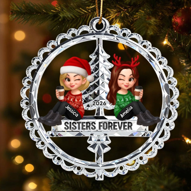 Besties Forever Crystal Effect - Personalized Acrylic Ornament - Christmas Gift for Best Friends