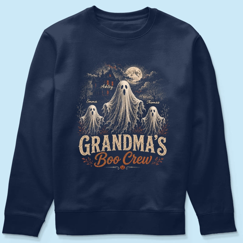Grandma's Boo Crew Haunted House - Personalized Shirt - Halloween Trendy Tee for Grandma