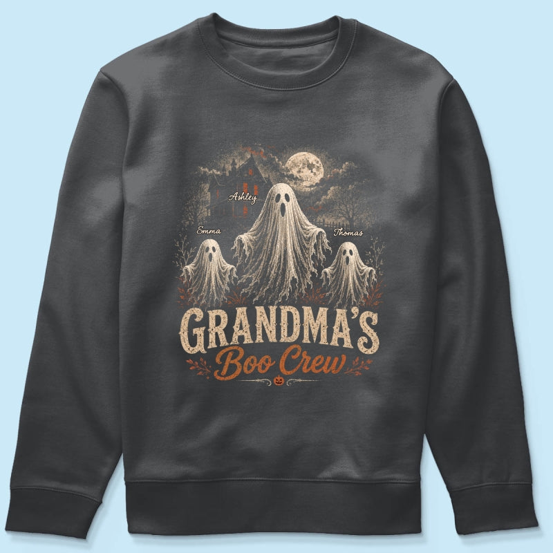 Grandma's Boo Crew Haunted House - Personalized Shirt - Halloween Trendy Tee for Grandma