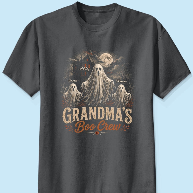 Grandma's Boo Crew Haunted House - Personalized Shirt - Halloween Trendy Tee for Grandma