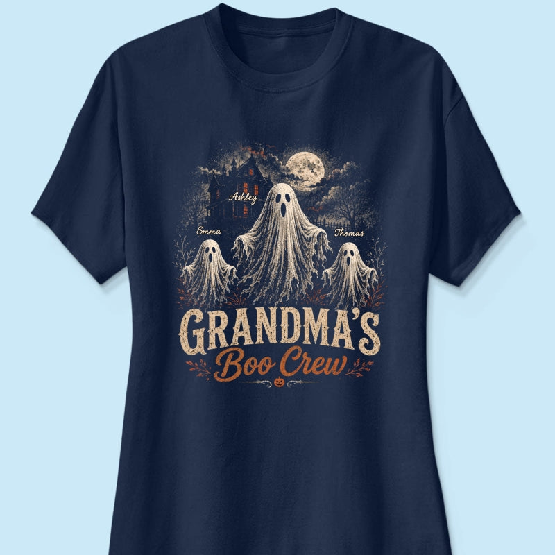 Grandma's Boo Crew Haunted House - Personalized Shirt - Halloween Trendy Tee for Grandma
