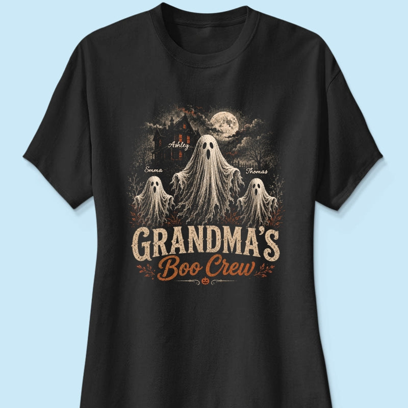 Grandma's Boo Crew Haunted House - Personalized Shirt - Halloween Trendy Tee for Grandma