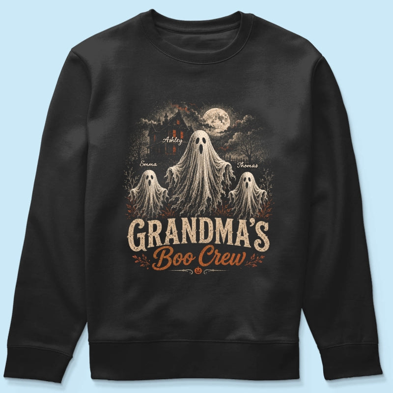 Grandma's Boo Crew Haunted House - Personalized Shirt - Halloween Trendy Tee for Grandma