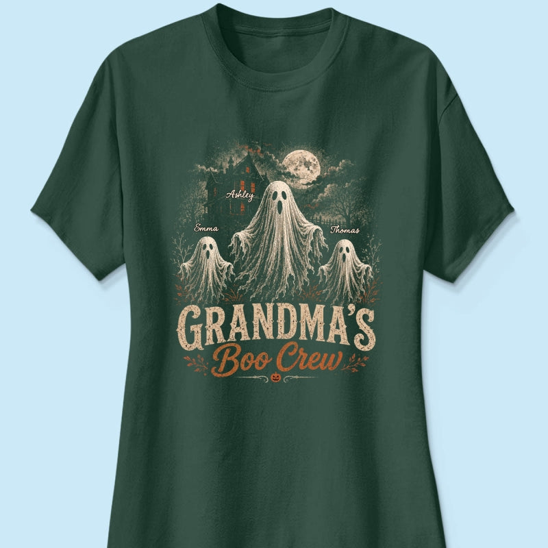 Grandma's Boo Crew Haunted House - Personalized Shirt - Halloween Trendy Tee for Grandma