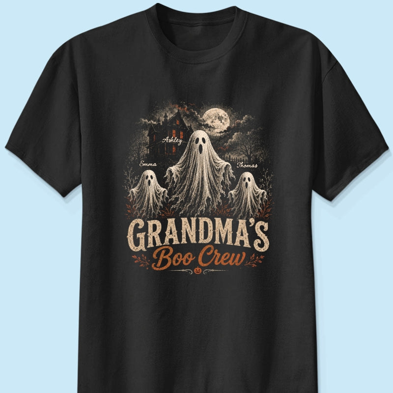 Grandma's Boo Crew Haunted House - Personalized Shirt - Halloween Trendy Tee for Grandma