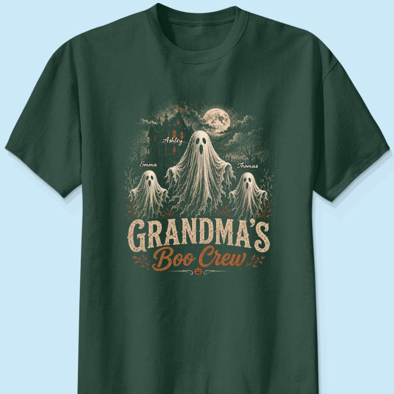 Grandma's Boo Crew Haunted House - Personalized Shirt - Halloween Trendy Tee for Grandma