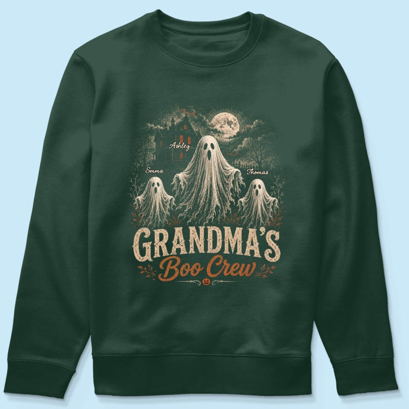 Grandma's Boo Crew Haunted House - Personalized Shirt - Halloween Trendy Tee for Grandma