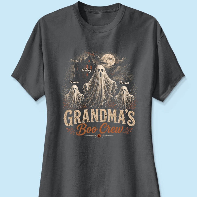 Grandma's Boo Crew Haunted House - Personalized Shirt - Halloween Trendy Tee for Grandma
