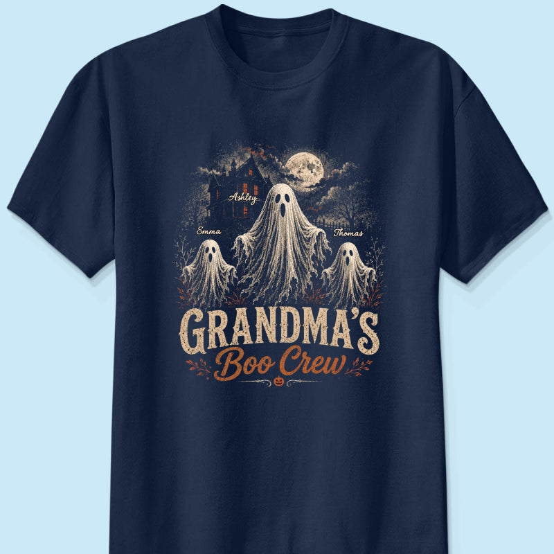 Grandma's Boo Crew Haunted House - Personalized Shirt - Halloween Trendy Tee for Grandma