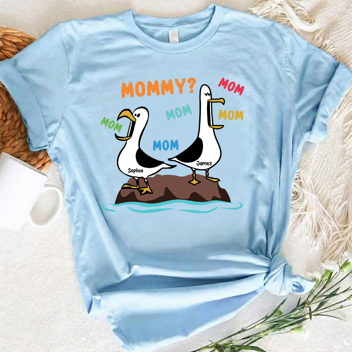 Seagull Mom Mom Mom Colorful - Personalized Shirt - Funny Mother's Day Gift For Mom