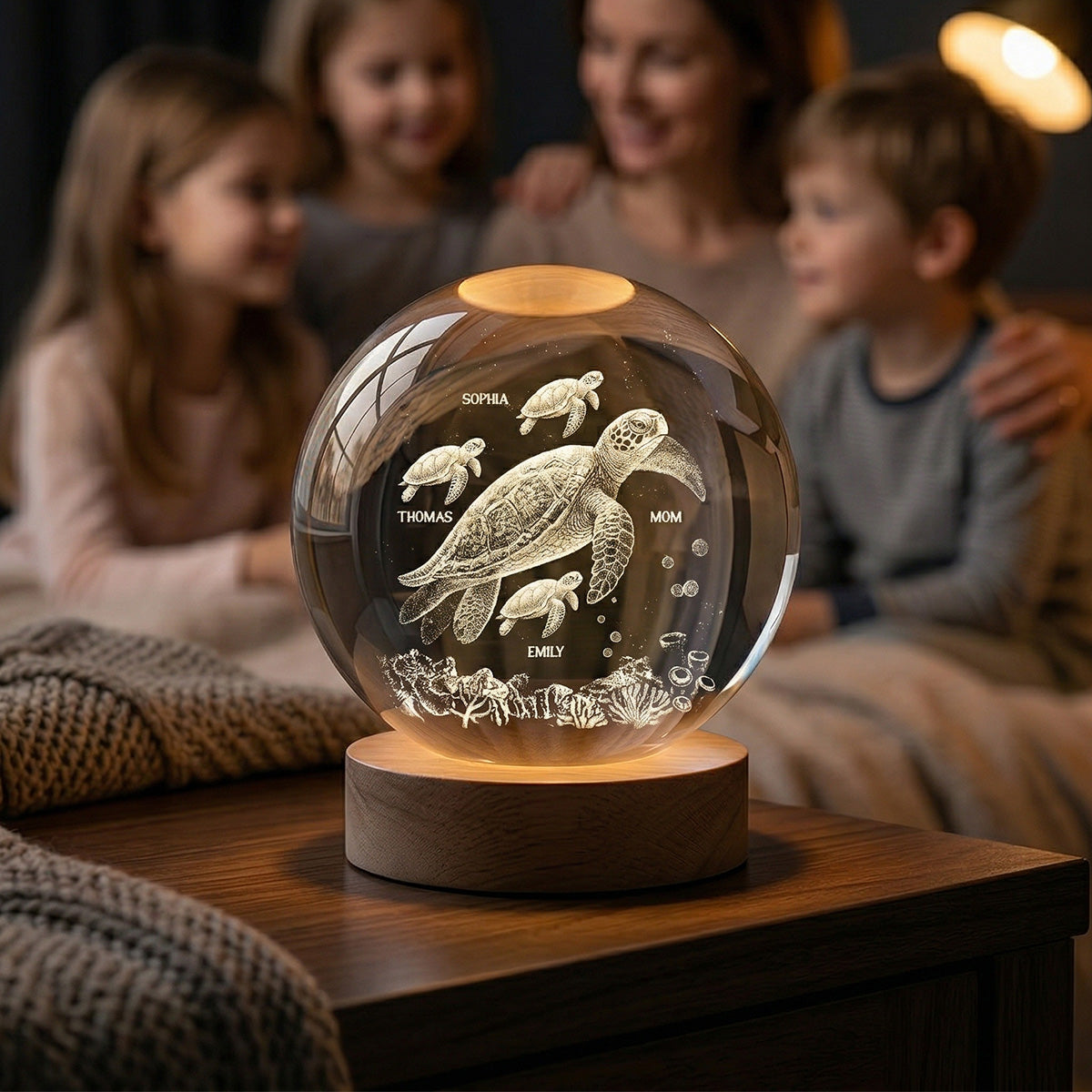Mom Grandma Sea Turtle - Personalized Crystal Ball LED Night Light