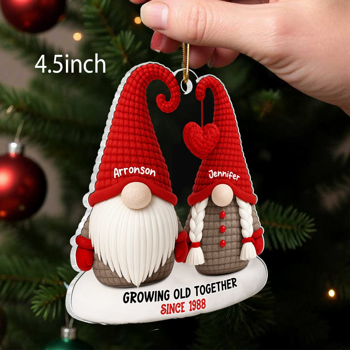 Gnome Old Couple Pattern Crochet - Personalized Acrylic Ornament - Unique Christmas Gift For Him, For Her, For Couple
