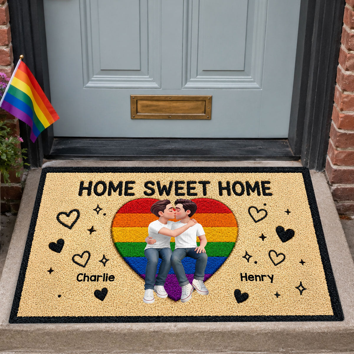 LGBT+ Couple Home Sweet Home - Personalized Doormat - Gift For Couple, Happy Pride Month