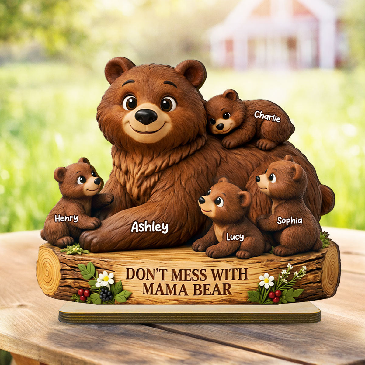 Don't Mess With Mama Bear - Personalized 2-Layered Wooden Plaque - Heartfelt Mother's Day Gift for Mom, Wife