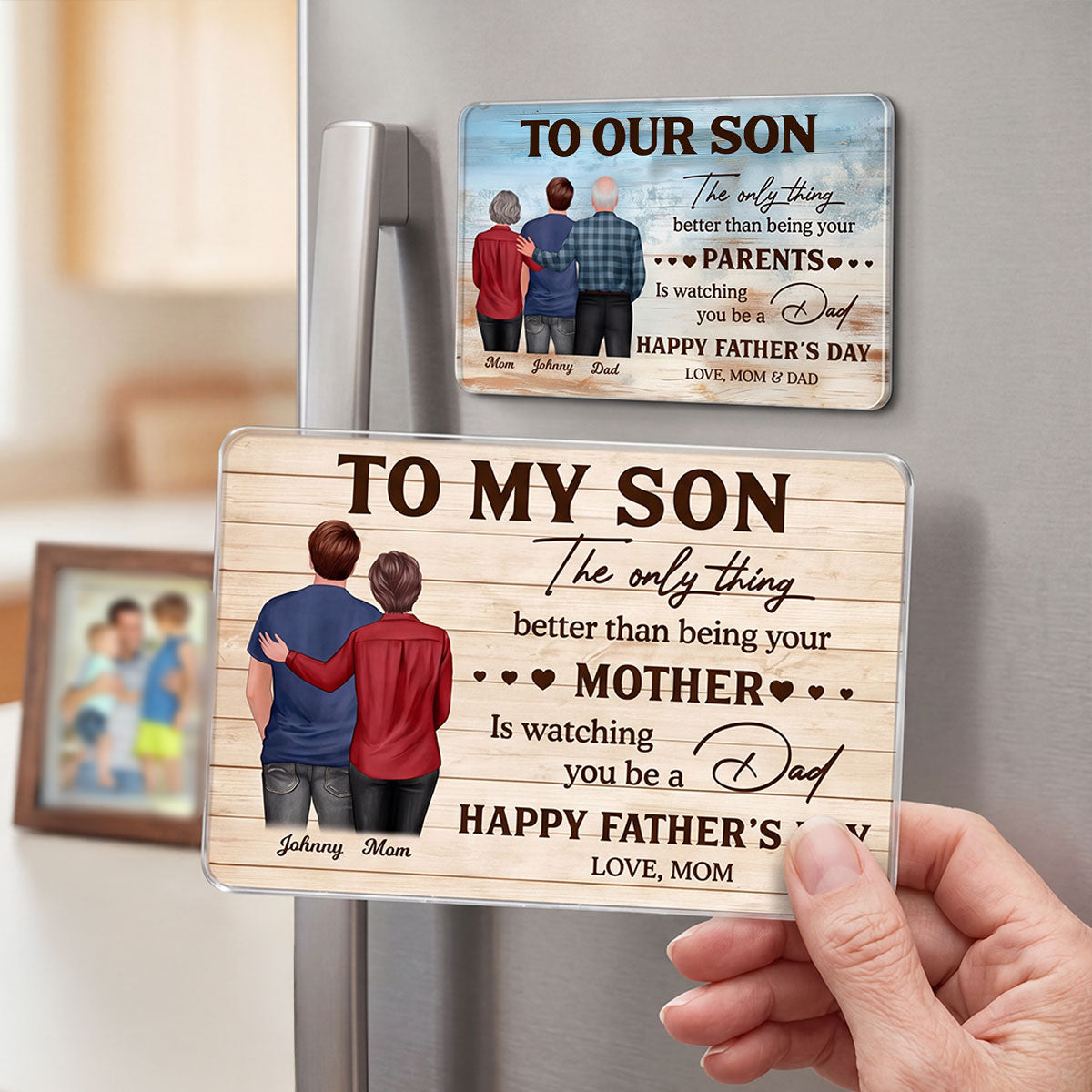 To My Son Watching You Be A Dad - Personalized Acrylic Fridge Magnet - Father's Day Gift For Son