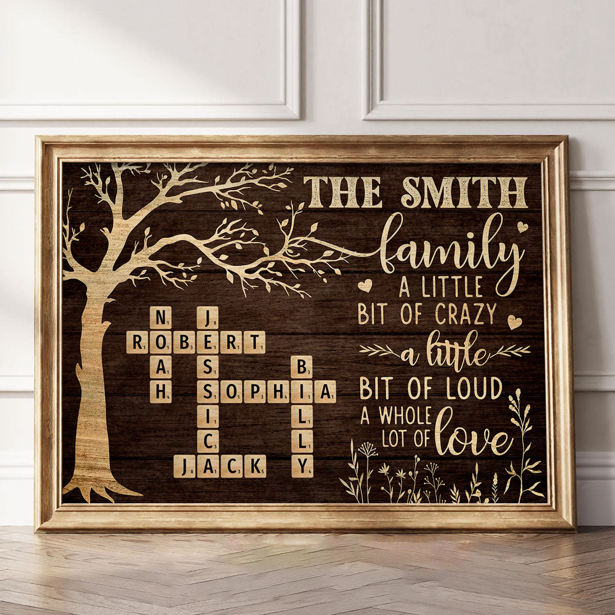 Rustic Vintage Family Lot Of Love Crossword Puzzle Art - Personalized Poster - Heartfelt Father's Day Gift For Dad, Husband