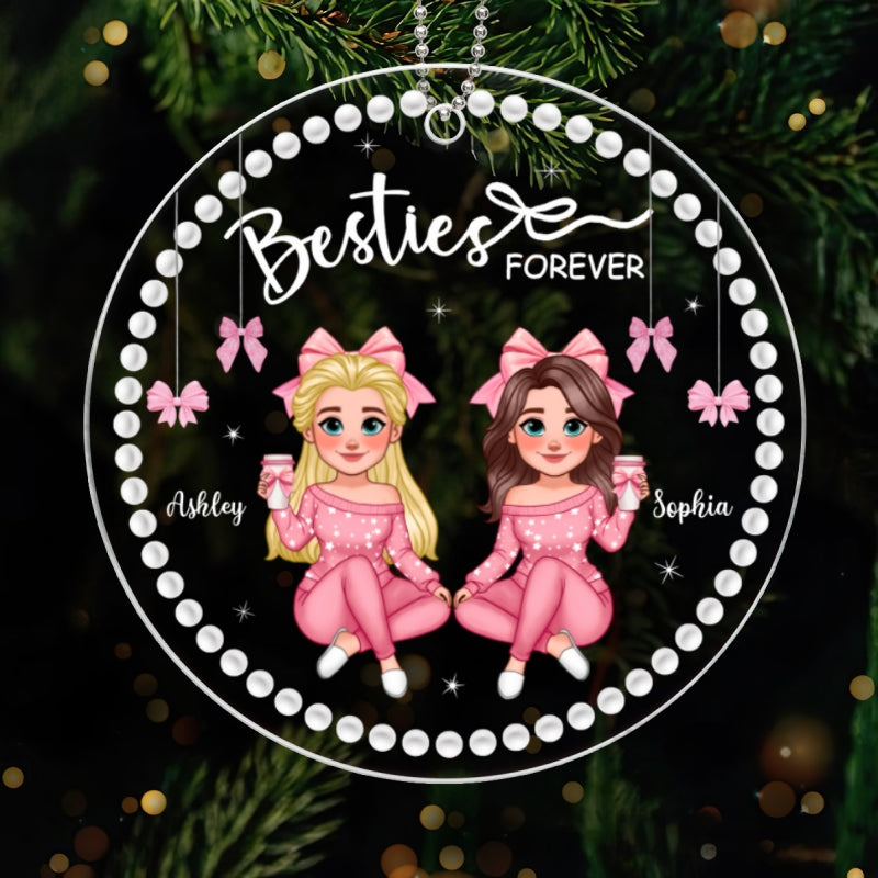 Animated Besties Forever Coquette Style Personalized Acrylic Ornament