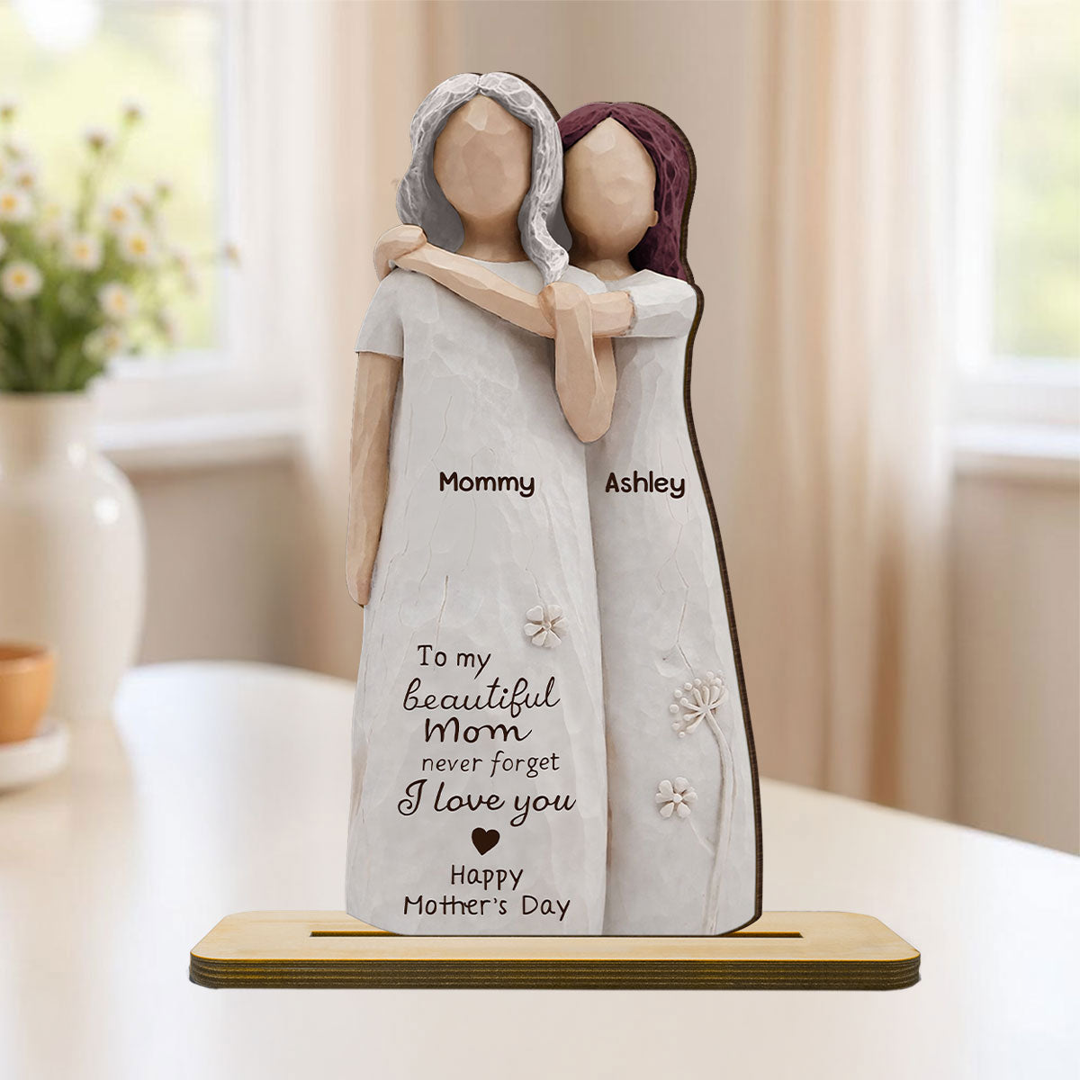 Mom Never Forget I Love You - Personalized 2-Layered Wooden Plaque - Mother's Day Gift For Mom