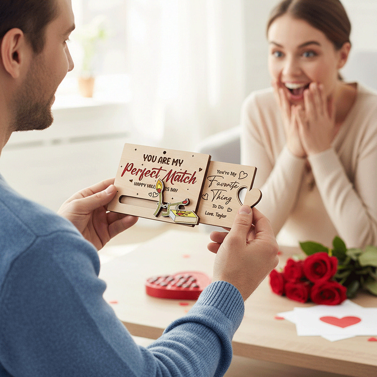 You're My Perfect Match Funny Inappropriate Couple - Personalized Wooden Slider Ornament - Valentine's Day Gift For Him, For Her