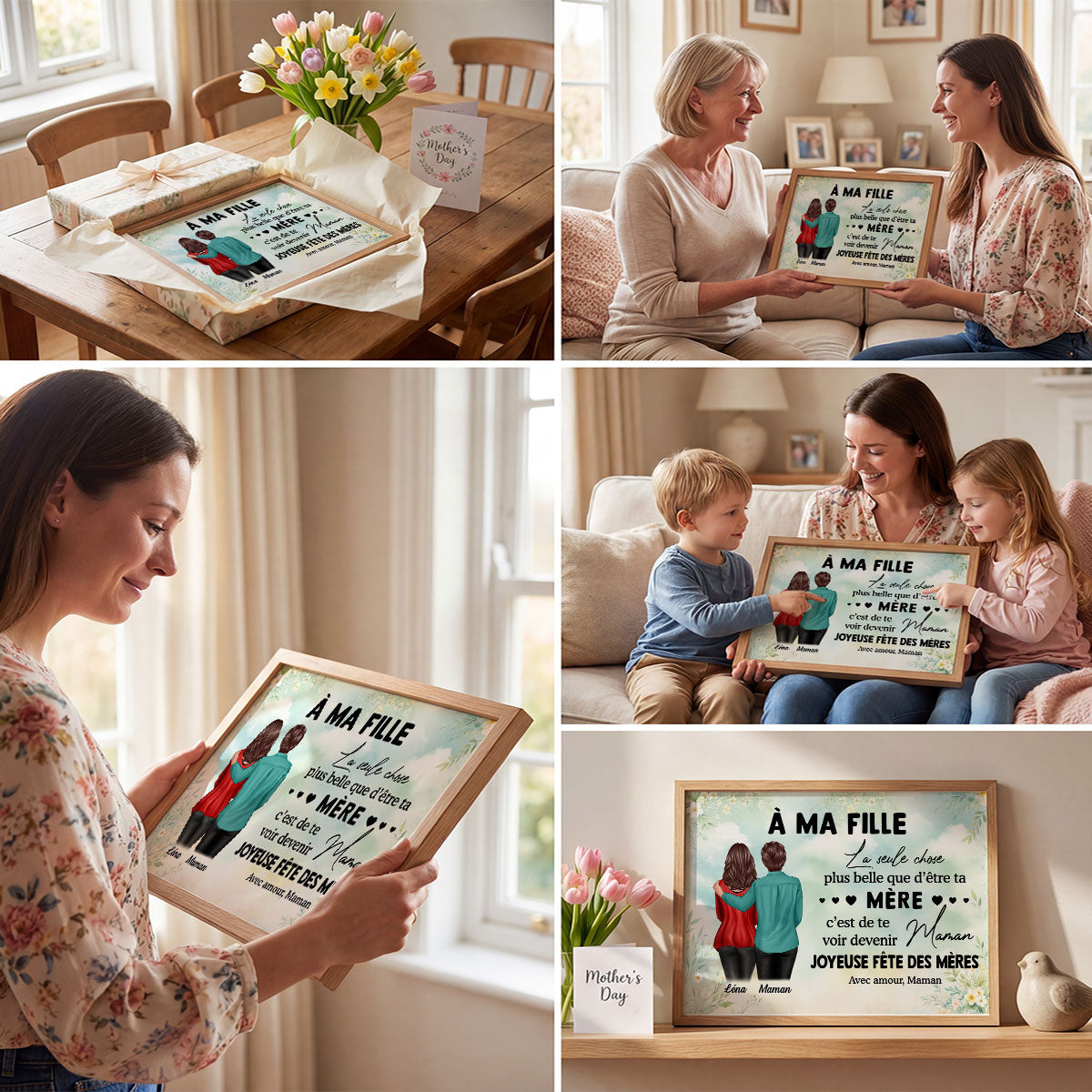 À ma fille – Te voir devenir maman – Affiche personnalisée – Cadeau de Fête des Mères pour ma fille