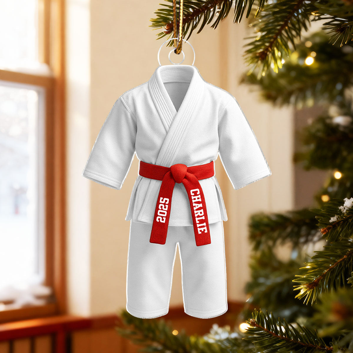 3D Effect Karate Uniform Martial Arts - Personalized Acrylic Ornament - Unique Christmas Gift For Son, Daughter, Grandson, Granddaughter