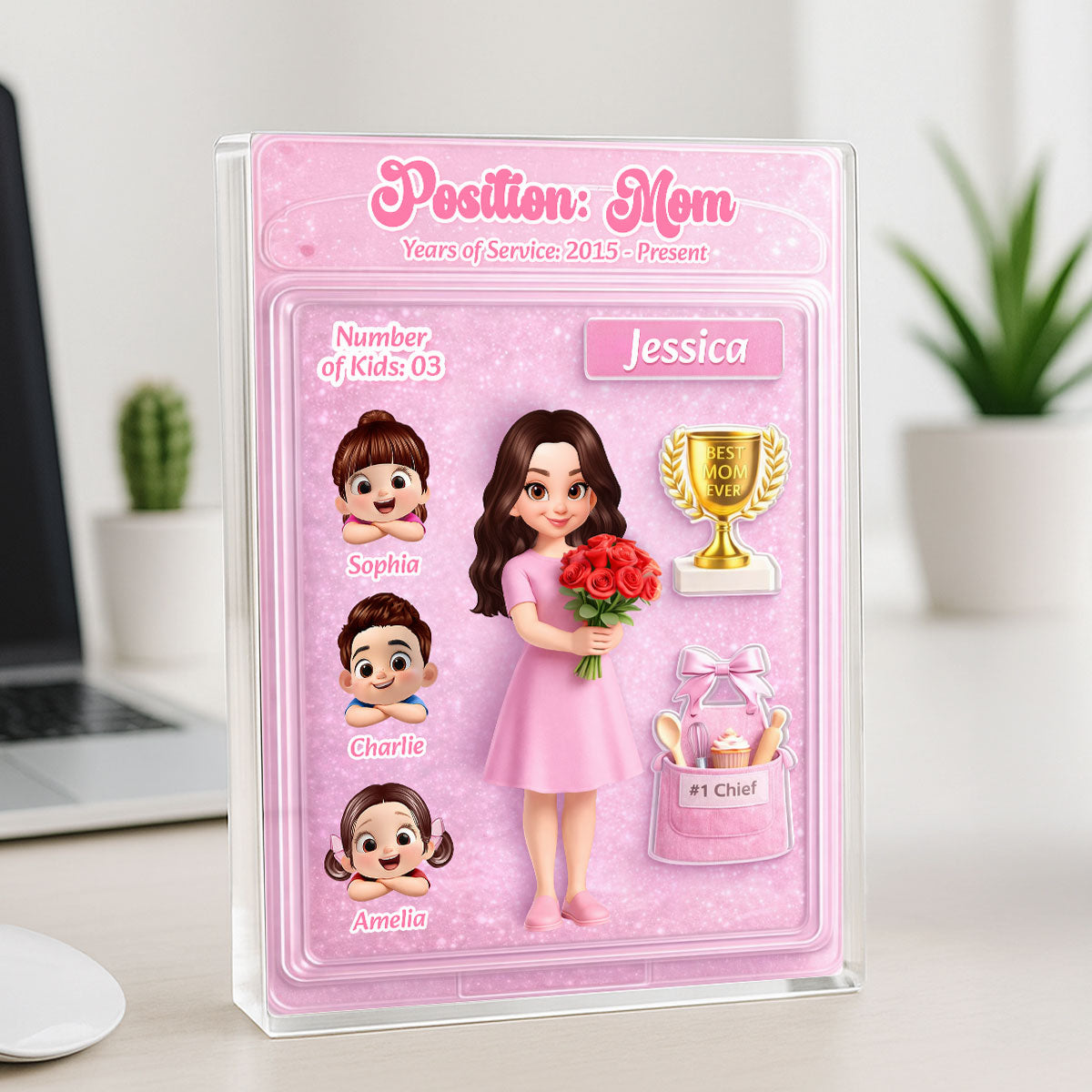 Mom's Litte World - Personalized Acrylic Block Plaque - Heartfelt Gift For Mom, Grandma