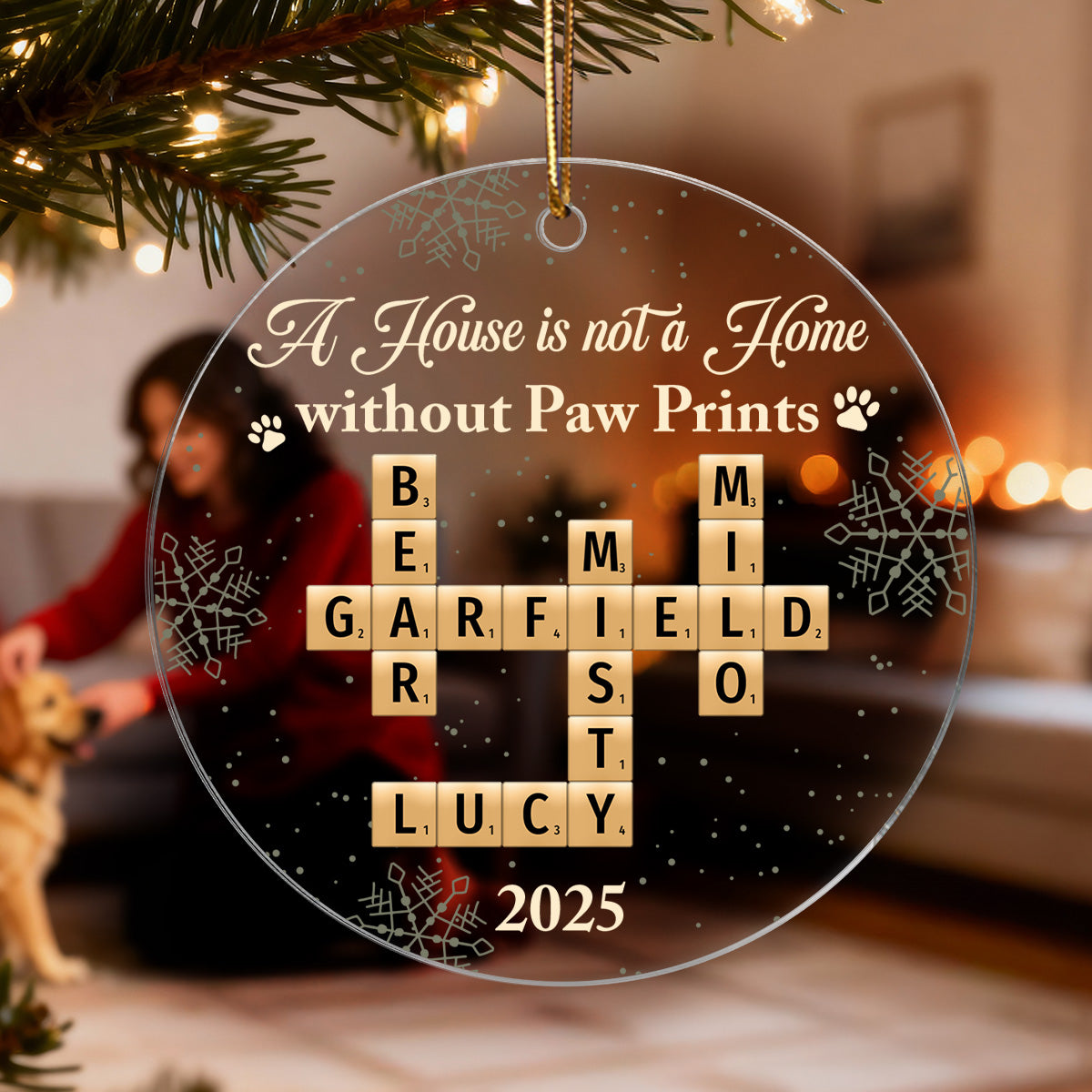 A House Is Not A Home Without Paw Prints Crossword Puzzle Art - Personalized Acrylic Ornament