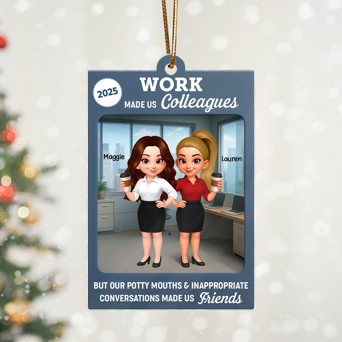 Work Besties Action Figure Toy Box 3D Effect - Personalized Acrylic Ornament - Christmas gift For Coworkers Colleagues