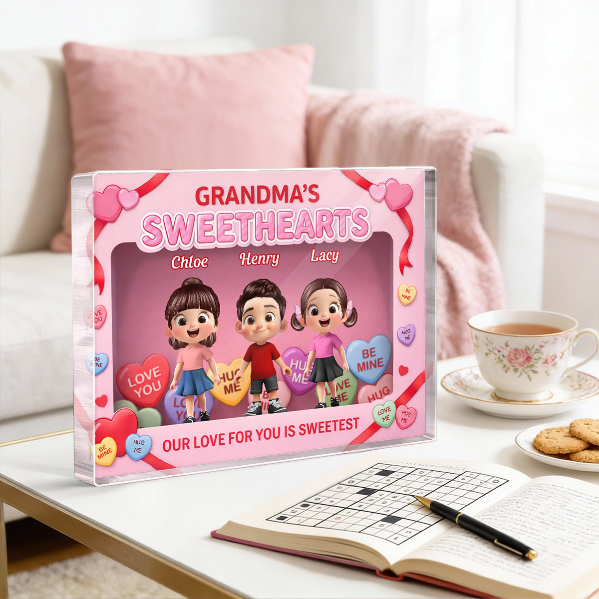 Grandma's Sweethearts Grandkids Toy Box Style 2D Flat - Personalized Acrylic Block Plaque