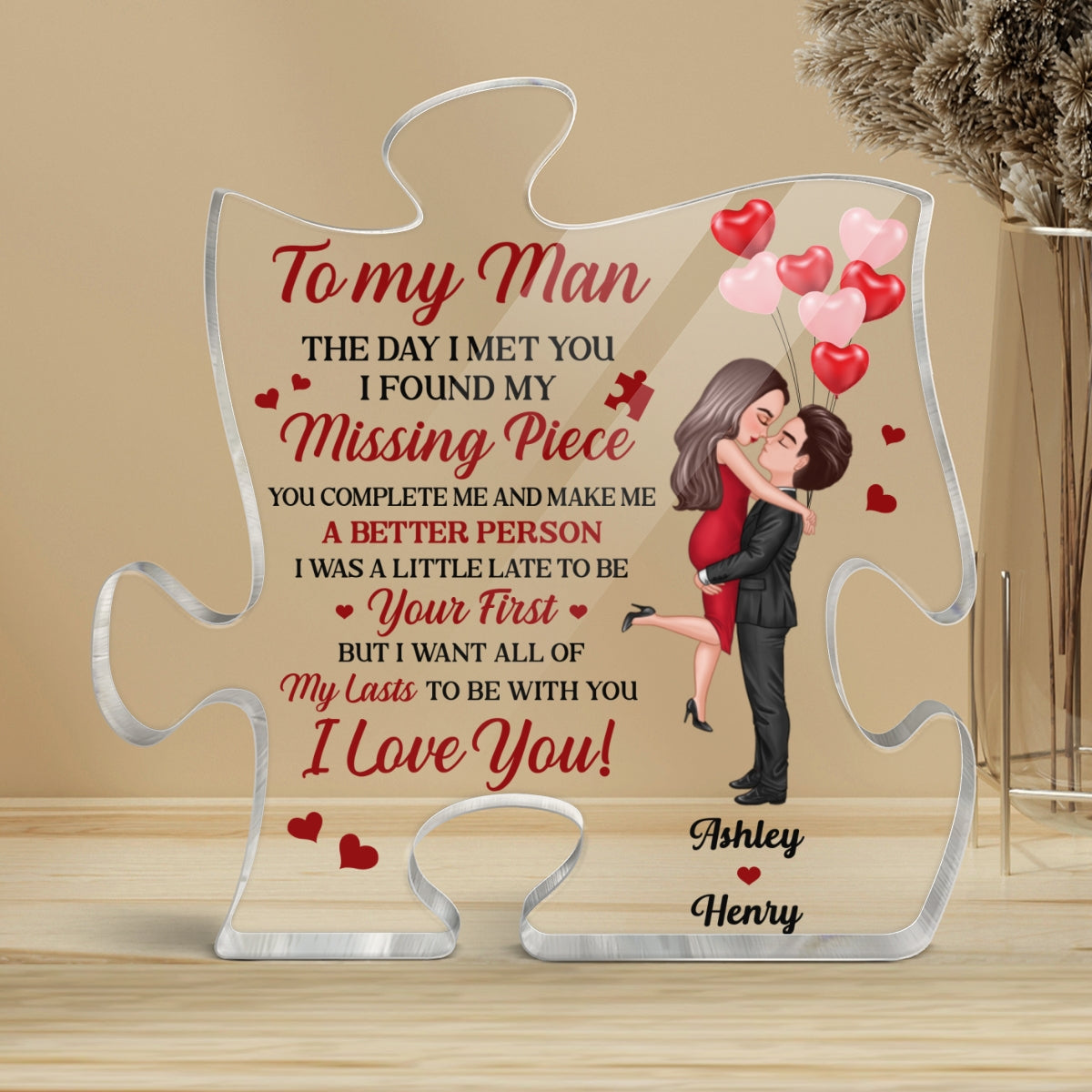 The Day I Met You I Found My Missing Piece - Personalized Puzzle Acrylic Plaque - Gift for Couple, for Him, for Her