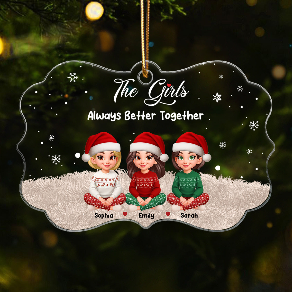 Always Better Together The Girls - Personalized Acrylic Ornament - Christmas Gift For Besties