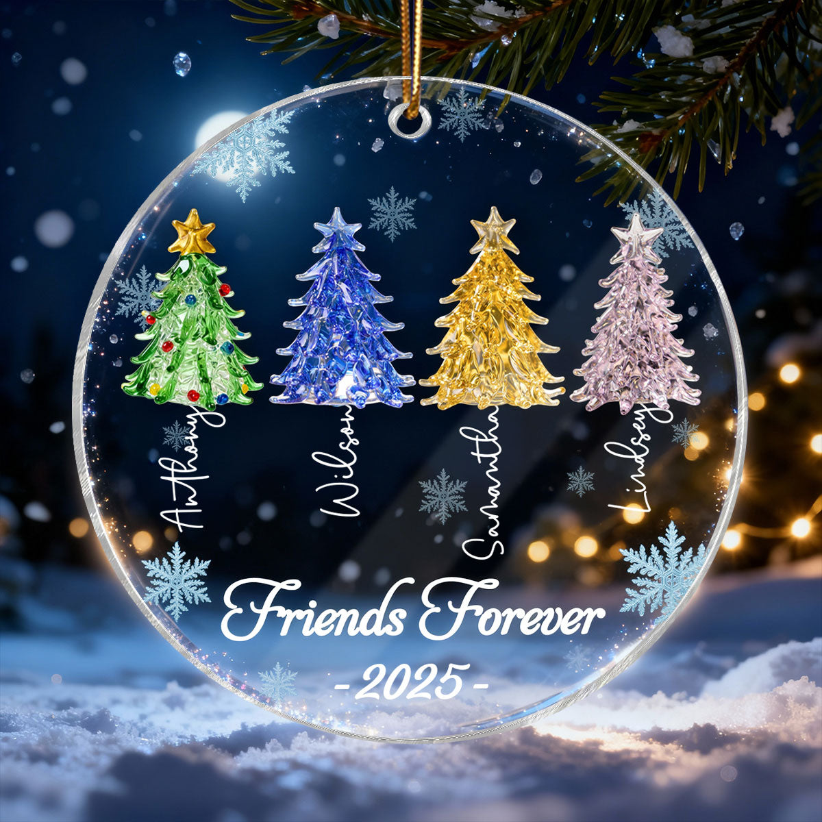 3D Crystal Effect Christmas Trees Best Friends Forever - Personalized Acrylic Ornament - Gift For Besties