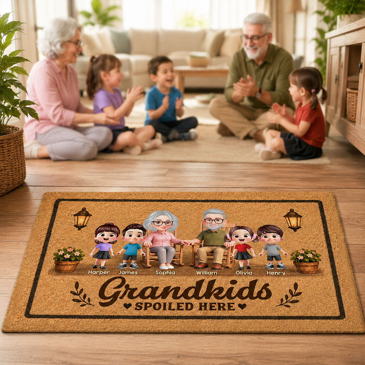 Grandkids Spoiled Here Grandparents & Grandkids - Personalized Doormat - Home Decor Gift For Grandparents