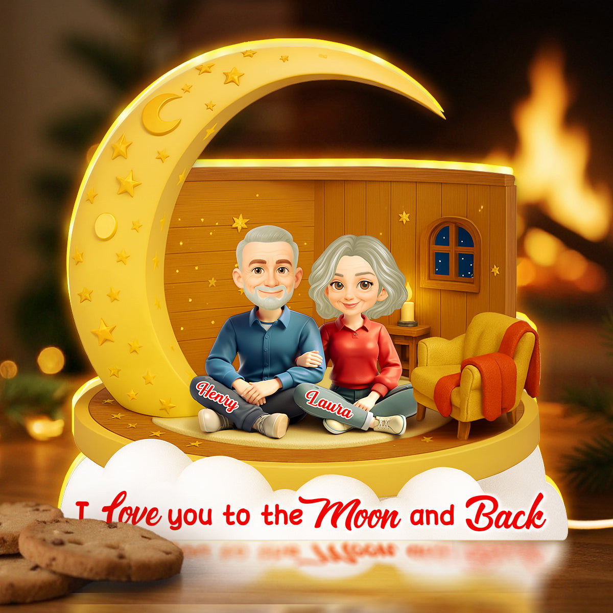I Love You To The Moon And Back - Personalized Light Box - Gift for Couple, for Him, for Her