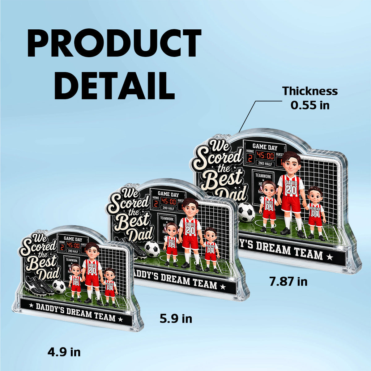 Soccer Dad & Kids On Court 2D Flat - Personalized Acrylic Block Plaque -  Gift For Soccer Dad, UK Football Dad