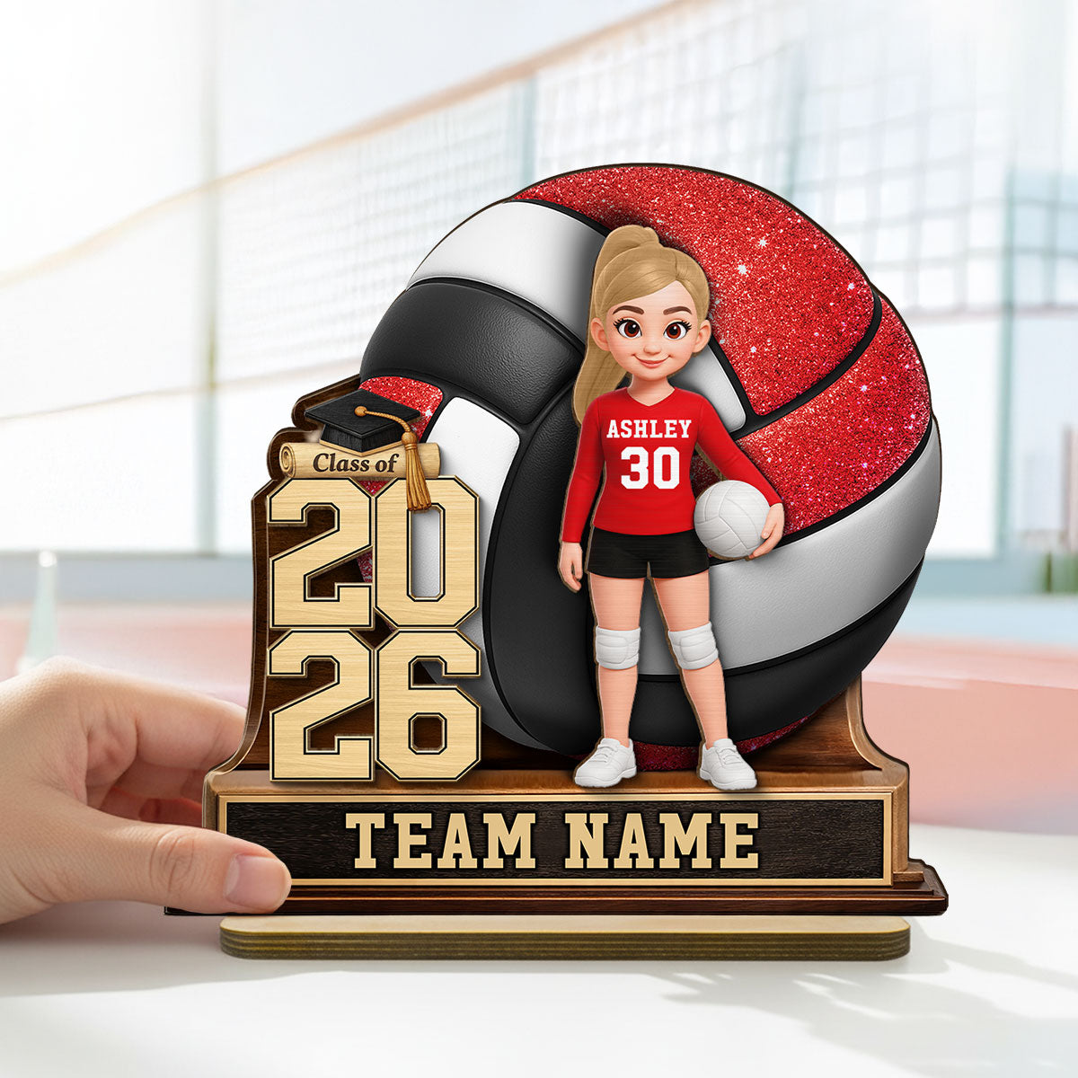 Volleyball Senior Keepsake 2D Flat - Personalized 2-Layered Wooden Plaque - Graduation Gift For Daughter, Graduates, Class of 2026