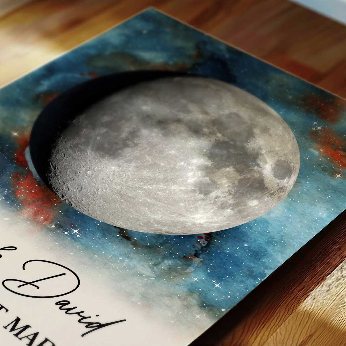 Gradient Galaxy Eternal Love Couple Custom Moon Phase Anniversary Date - Personalized Poster - Heartfelt Anniversary Gift, Valentine Gift, Wedding Gift For Couple