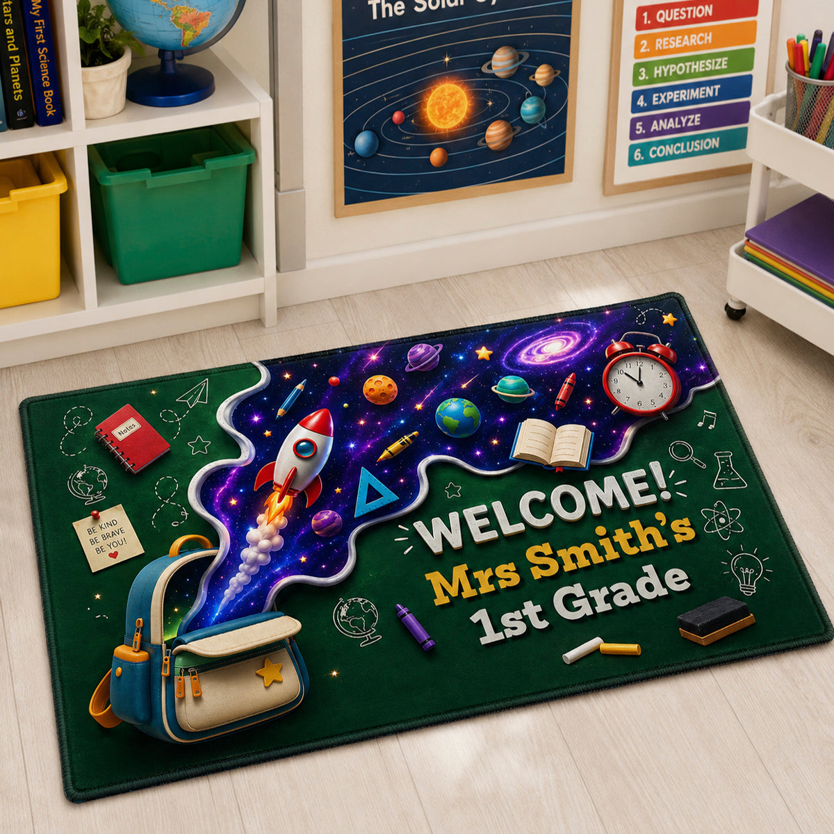 Out Of This World Adventure Welcome To Classroom - Personalized Doormat - Back To School Gift For Teacher, Classroom Decor