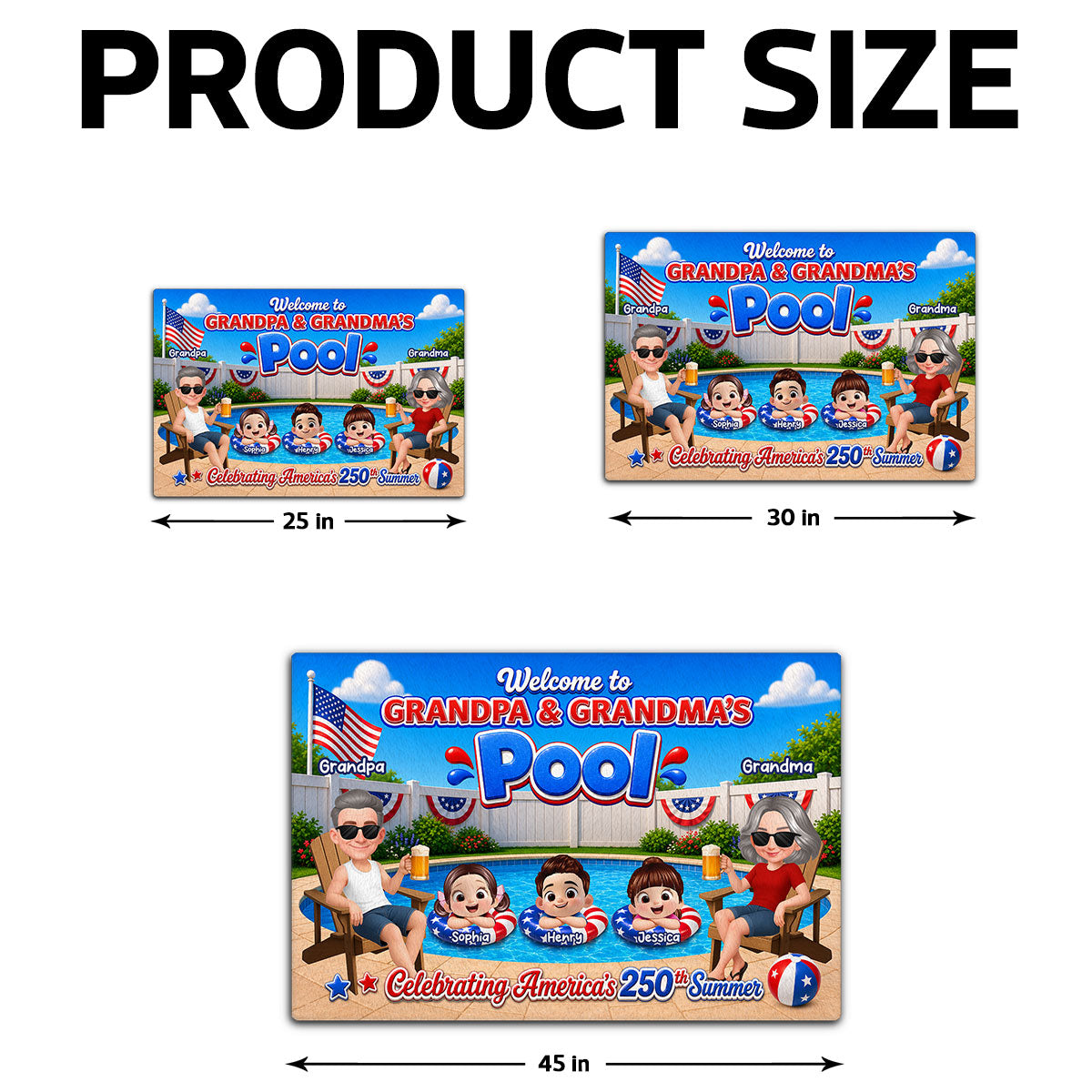 Welcome To Grandma Grandpa Pool America 250th Anniversary - Personalized Doormat - Gift For Grandparents, Summer Decoration