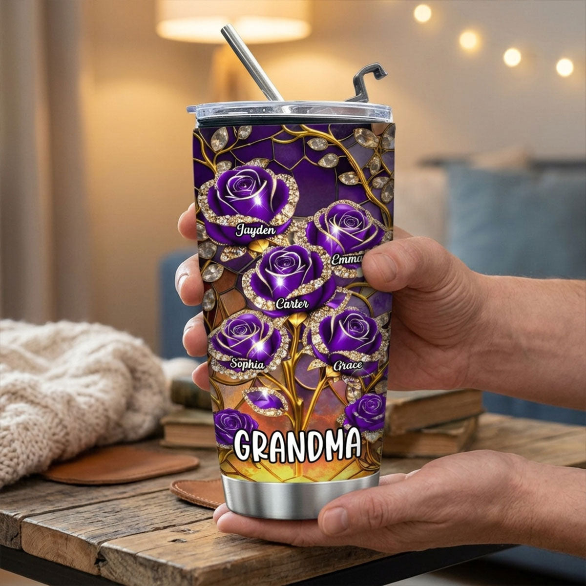Grandma Roses - Personalized Tumbler - Mother's Day Gift For Grandma