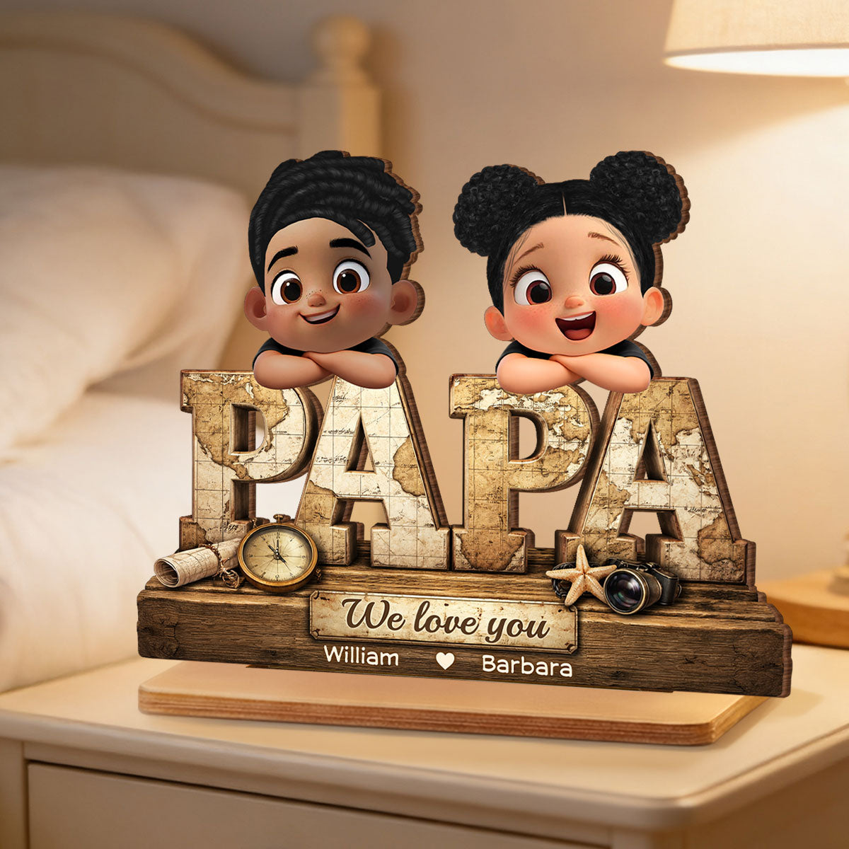 Papa We Love You - Personalized 2-Layered Wooden Plaque - Sentimental  Gift for Grandpa, Dad, Husband