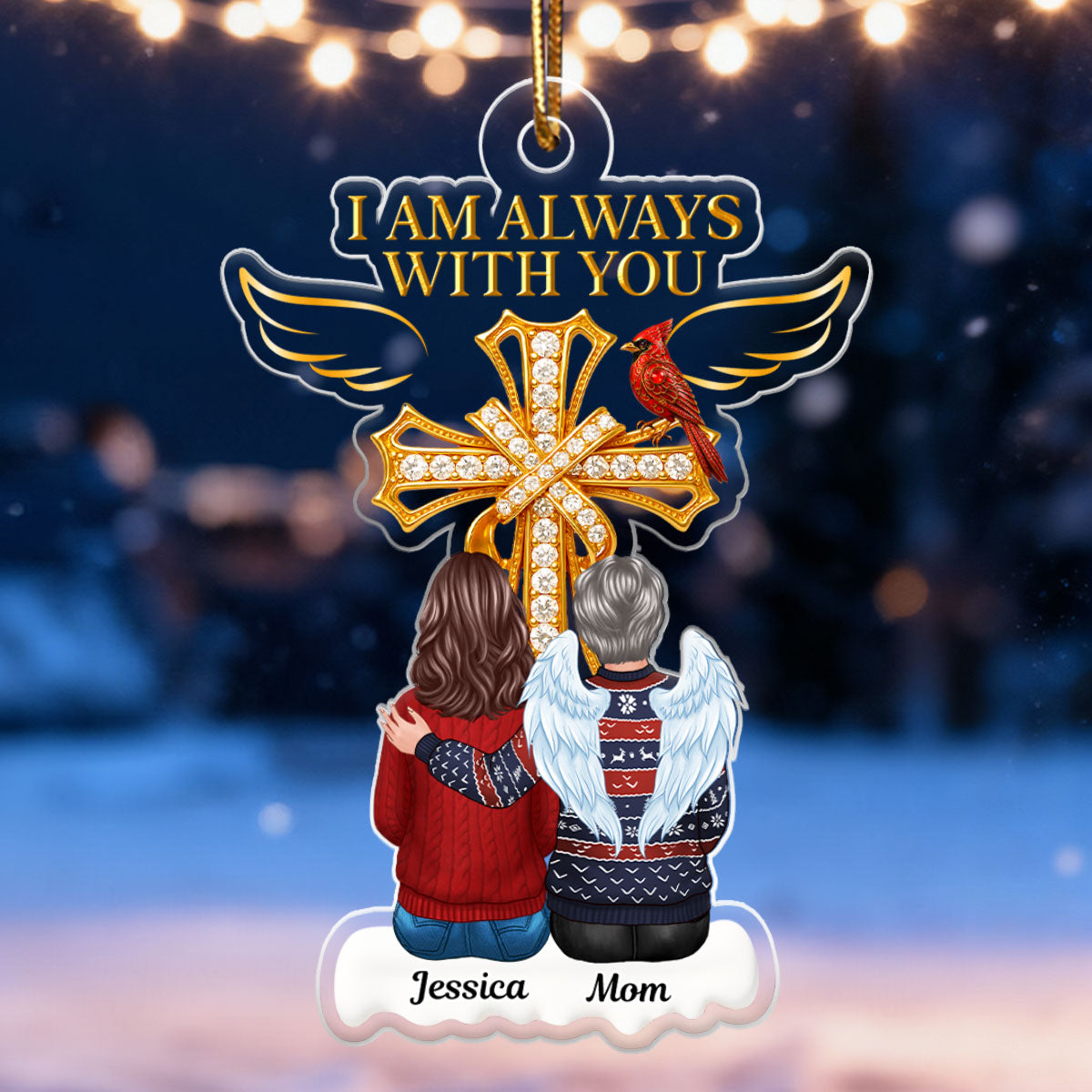 Always With You Family 3D Crystal Effect - Personalized Acrylic Ornament
