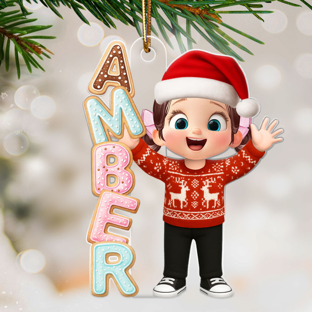 Cookies Alphabet Custom Kid Name - Personalized Acrylic Ornament - Christmas Gift for Kid, Grandkids
