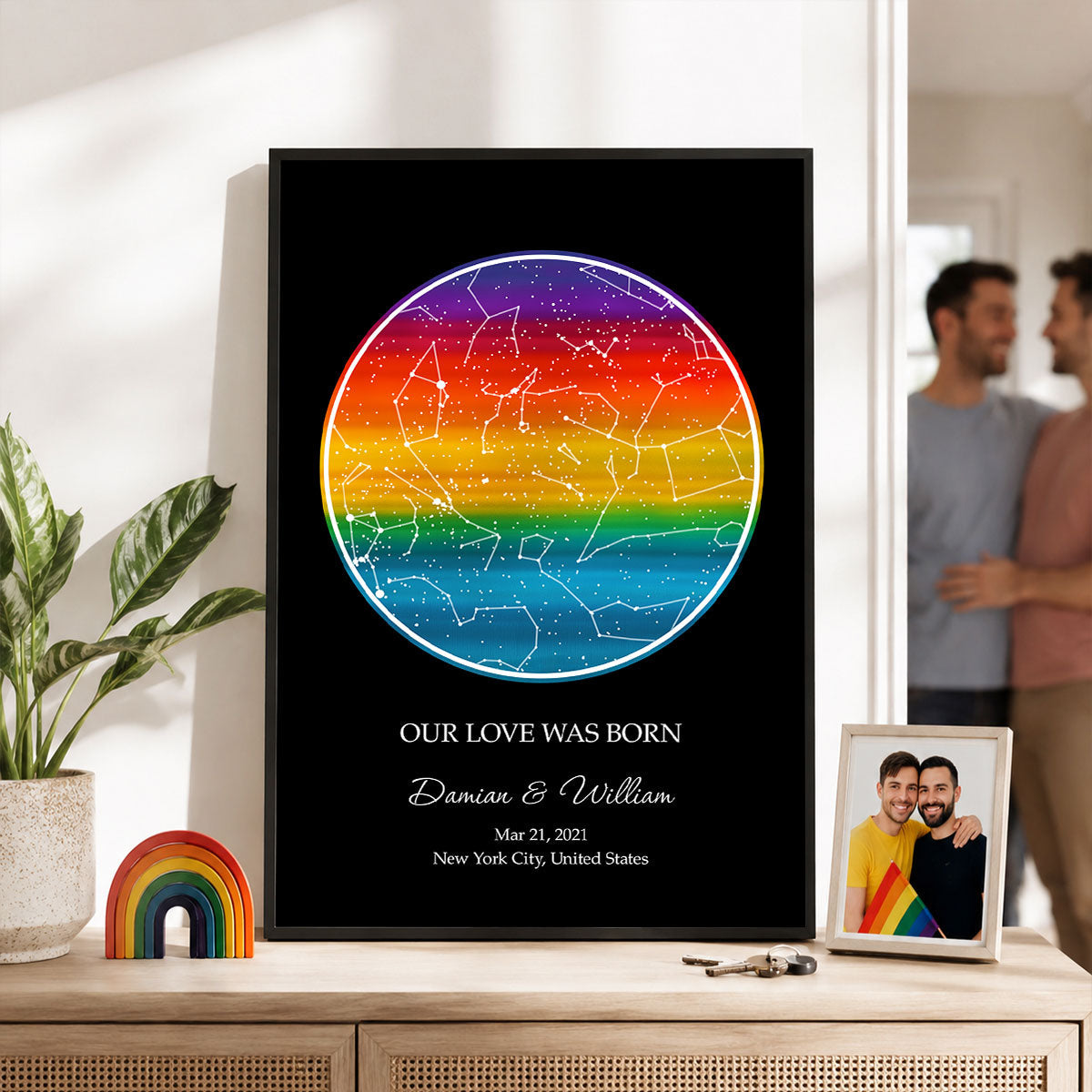 Our Love Was Born LGBT Rainbow Flag - Personalized Poster - Gift For Couple, Happy Pride Month