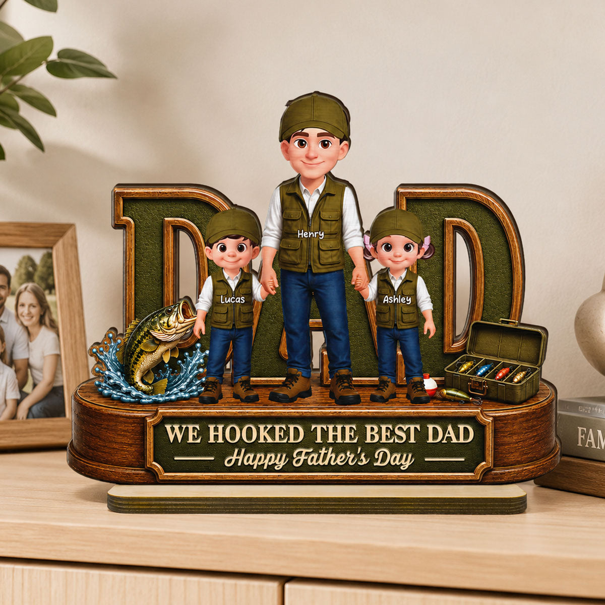 We Hooked The Best Dad Fishing Dad - Personalized 2-Layered Wooden Plaque -  Gift For Fishing Dad, Fishing Lovers